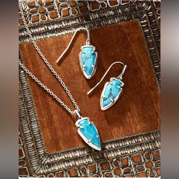 Kendra Scott Jewelry - Kendra Scott Skylar Necklace & Earrings in Silver & Dark Teal Magnesite